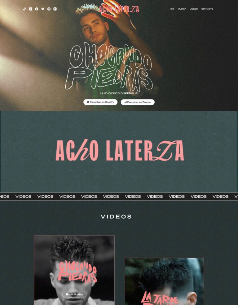 Acho Laterza artist website built in Elementor