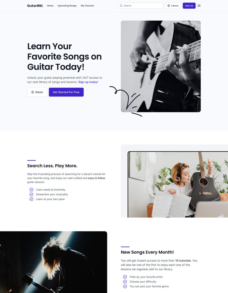 Guitar MG - WordPress course website example
